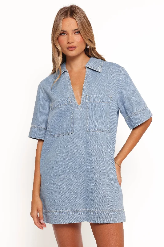 Jana Mini Dress - Light Denim Cozy Knitted Mini Dress