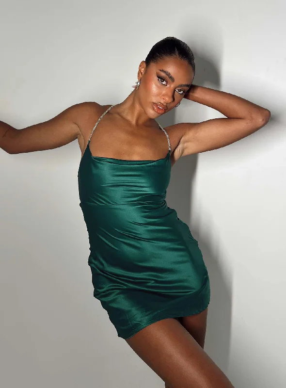 Mazie Mini Dress Green Trendy Crossover Mini Dress