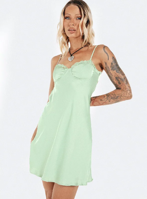 Moniz Mini Dress Sage Tall Stylish Ruffle Mini Dress