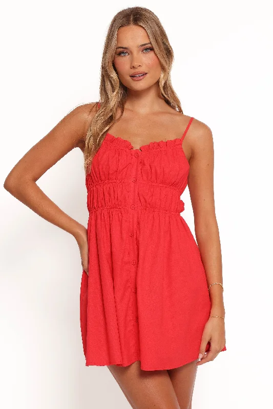 Olivia Mini Dress - Red Comfortable Wrap Mini Dress