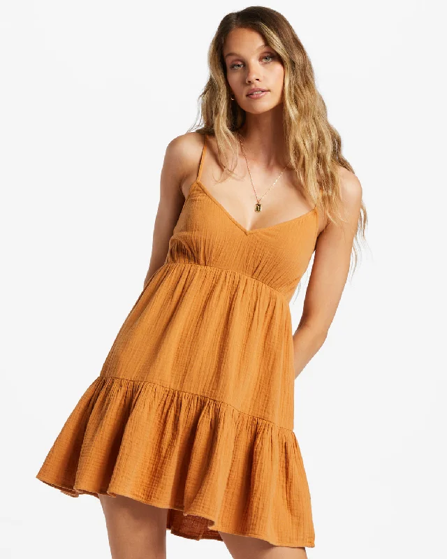 Wave After Wave Mini Dress - Summer Spice Comfortable One-Shoulder Mini Dress