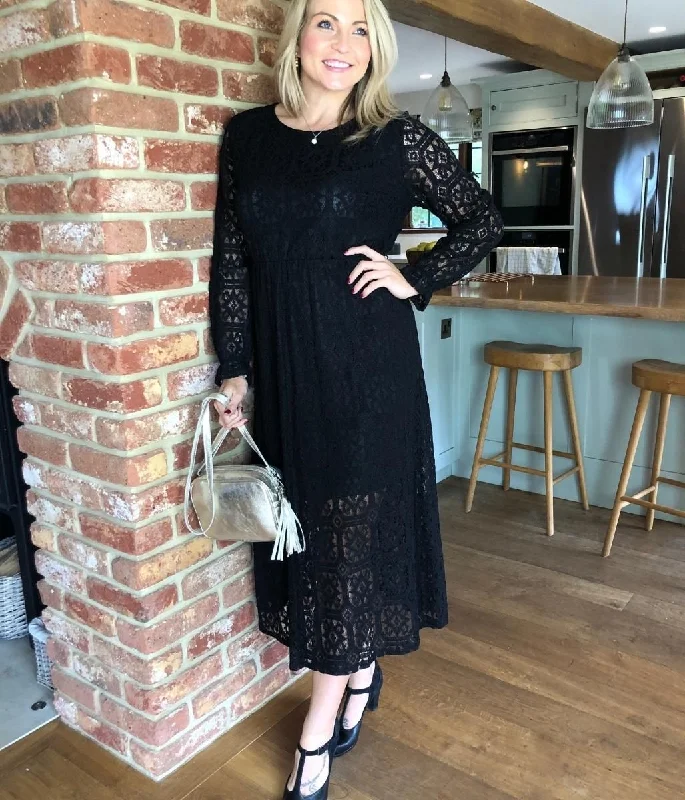 Black Lace Overlay Midi Dress Elegant Velvet Midi Dress