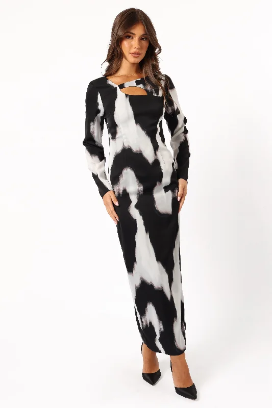 Christah Maxi Dress - Black/White Fashionable Sleeveless Maxi Dress