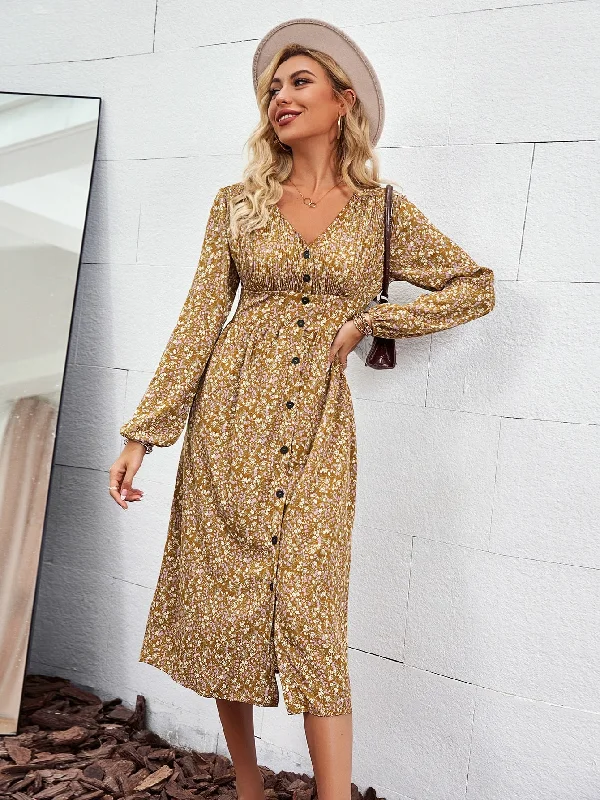 High waist maxi dress Long lantern sleeves Cozy Knitted Maxi Dress