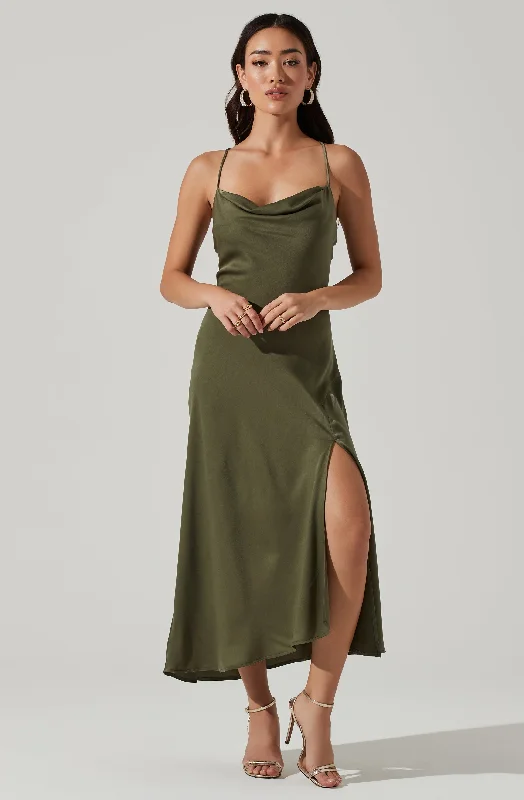 Gaia Midi Dress Fashionable High-Low Midi Dress