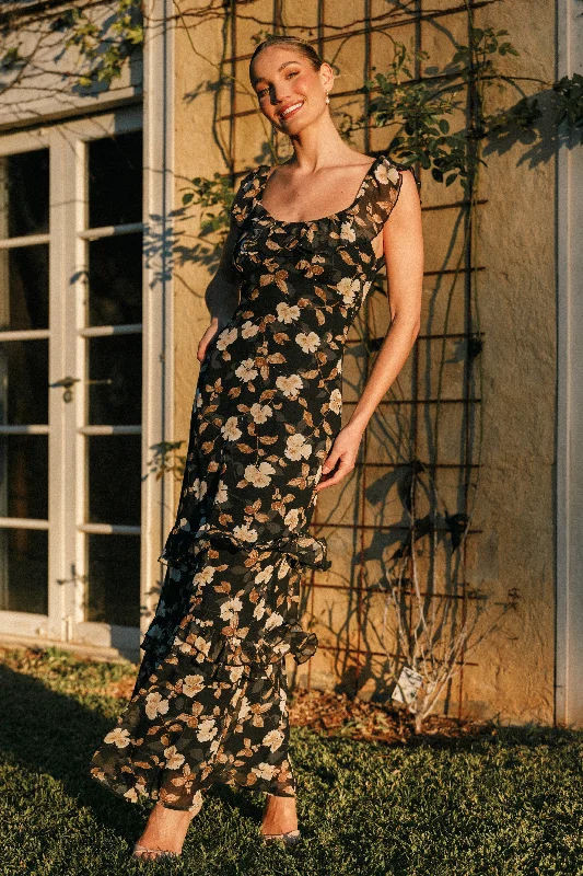 Irelynn Maxi Dress - Black Floral Comfortable Casual Maxi Dress