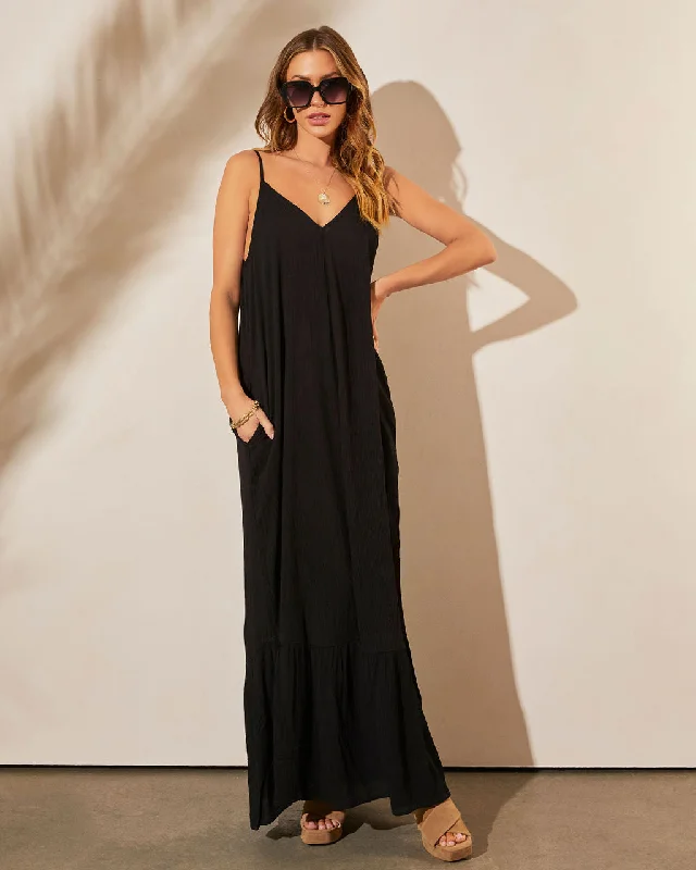 Kimonie Pocketed Maxi Dress Comfortable Flowy Maxi Dress