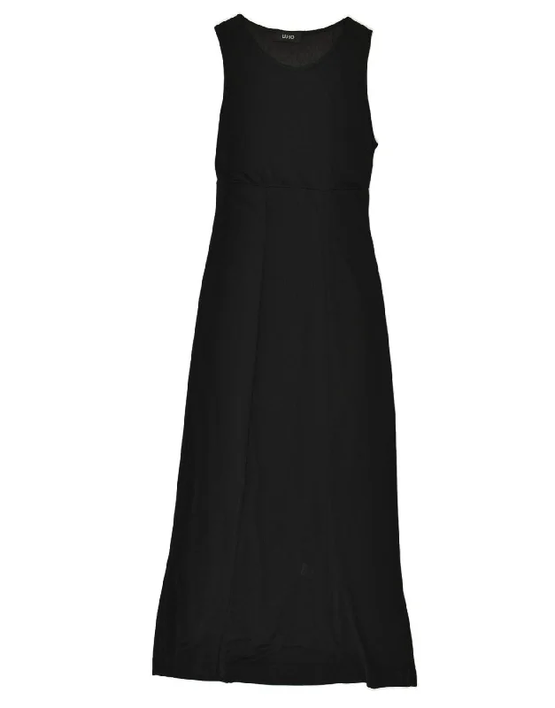 LIU JO Womens Sleeveless Maxi Dress UK 8 Small Black Viscose Trendy Off-Shoulder Ruffle Maxi Dress