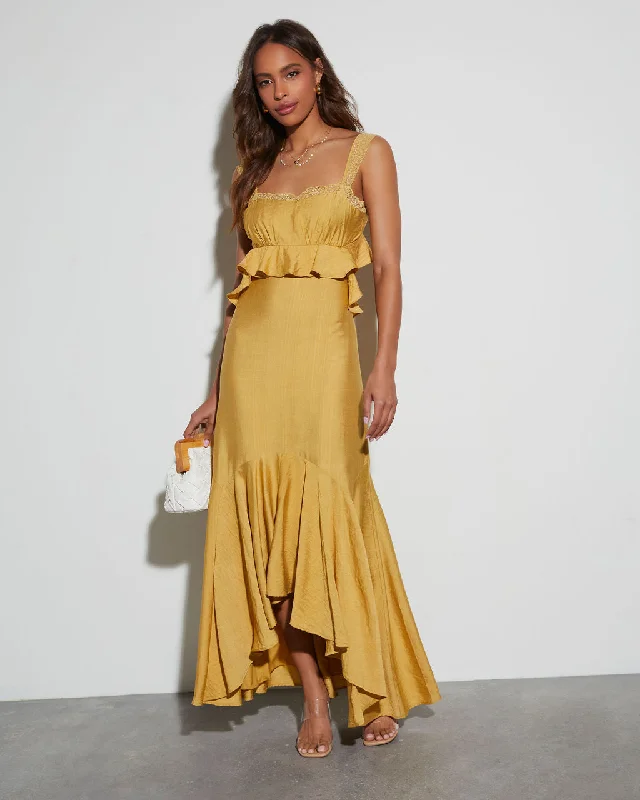 Luminous Sun Maxi Dress Elegant Lace Maxi Dress