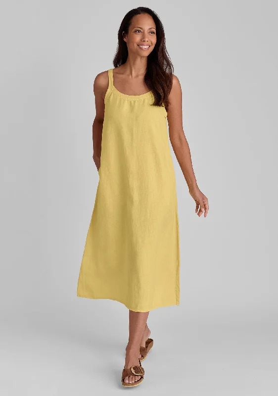 Maxi Dress - Linen Dress Classic V-Neck Maxi Dress