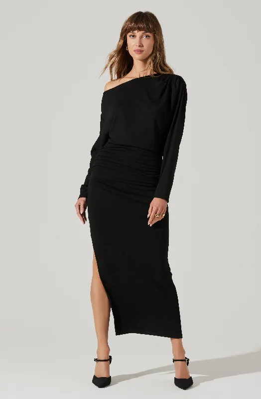 Nary Off Shoulder Midi Dress Stylish Wraparound Midi Dress