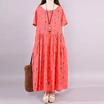 Natural cotton clothes Omychic Arrow Printed Casual Summer Elegant Maxi Dress Classic Black Maxi Dress