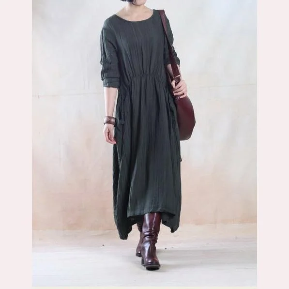 Navy linen dresses limited edition linen maxi dress Trendy Maxi Dress with Straps