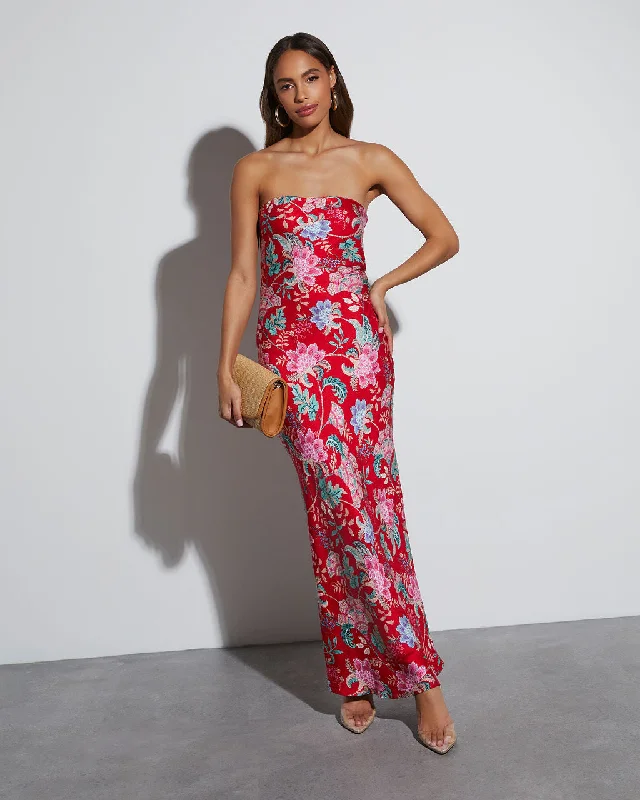 Rosemary Strapless Slip Maxi Dress Elegant Boho Maxi Dress