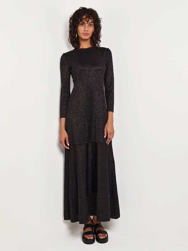 Shimmer Knit Maxi Dress Classic Solid Maxi Dress