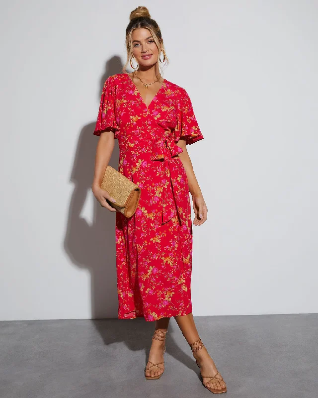 Spring Celebrations Floral Wrap Maxi Dress Trendy Floral Print Maxi Dress