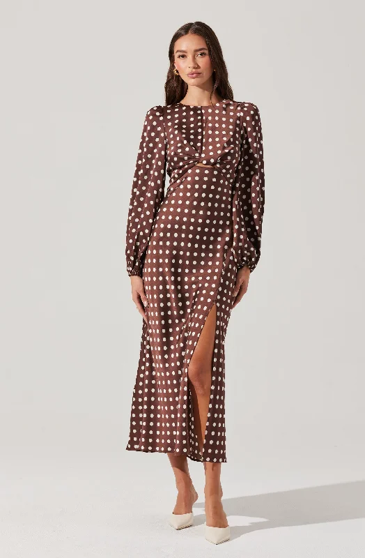 Suzy Polka Dot Midi Dress Stylish Color Block Midi Dress