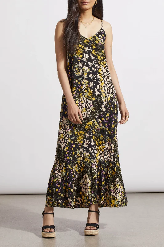 Tribal Maxi Dress With Bottom Frill - Limoncello Classic Solid Maxi Dress