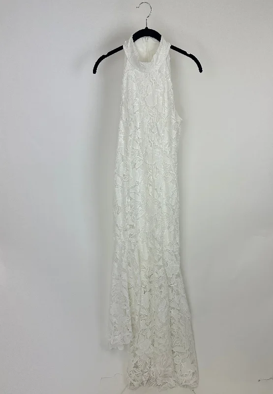 White Lace Maxi Dress - Size 4 Elegant Wraparound Maxi Dress