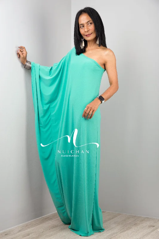 One shoulder maxi dress in mint green Comfortable Casual Maxi Dress