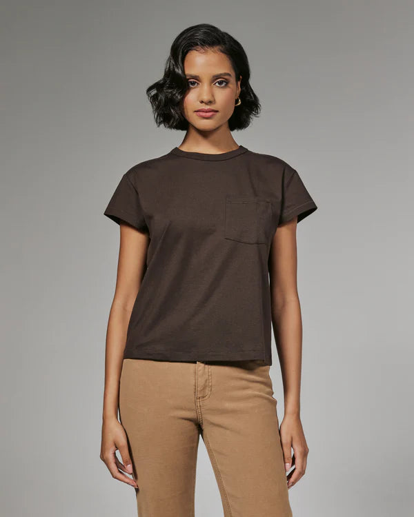 7Diamonds Relaxed Pocket Tee Mocha Houndstooth Herringbone Solid