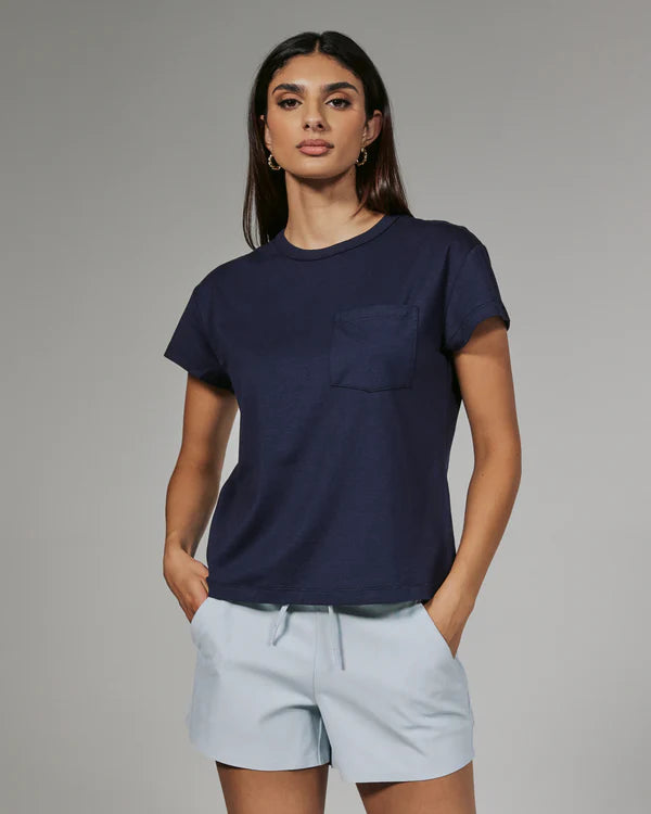 7Diamonds Relaxed Pocket Tee Navy Collared Crew Neck Turtle Neck