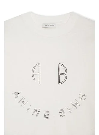 Anine Bing - Kent Tee Smiley in Ivory Collared T-Shirt Boat Neck A-Line