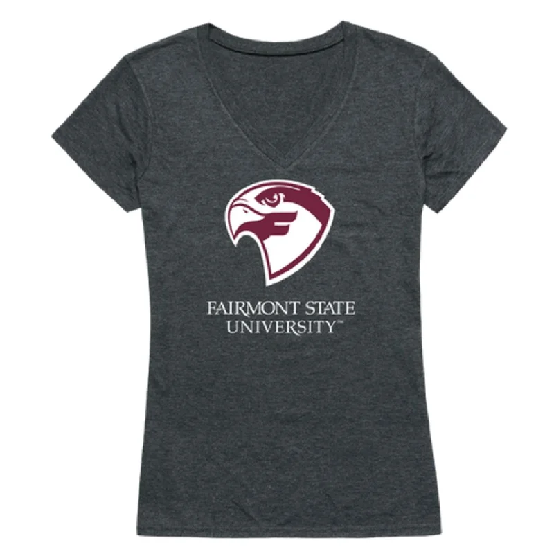 Fairmont State University Falcons Womens Cinder T-Shirt Lace Blend Ribbed Blend Corduroy Blend