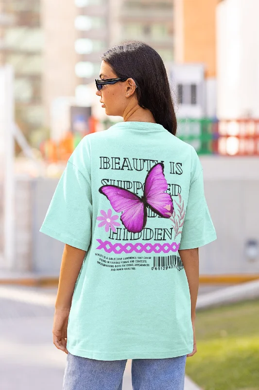 Hidden Beauty Unisex Oversized T-shirt Welt Pockets Slit Pockets