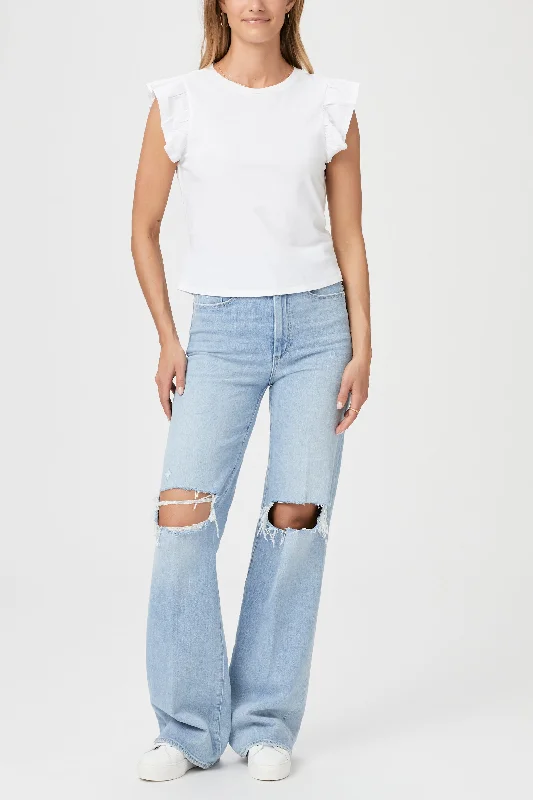 Paige Premium Denim - Erissa Tee in White Rayon Velvet Corduroy