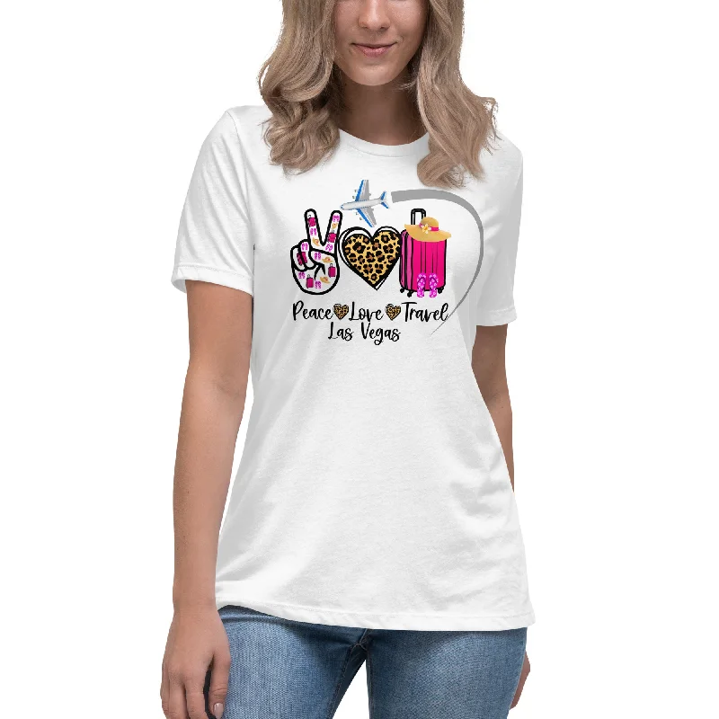 Peace Love Travel - Las Vegas - Women's Relaxed T-Shirt Print Jacquard Patchwork