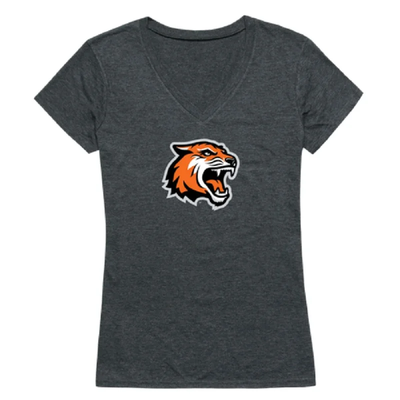 Rochester RIT Tigers Womens Cinder T-Shirt V-Neck T-Shirt Long Sleeve Cotton