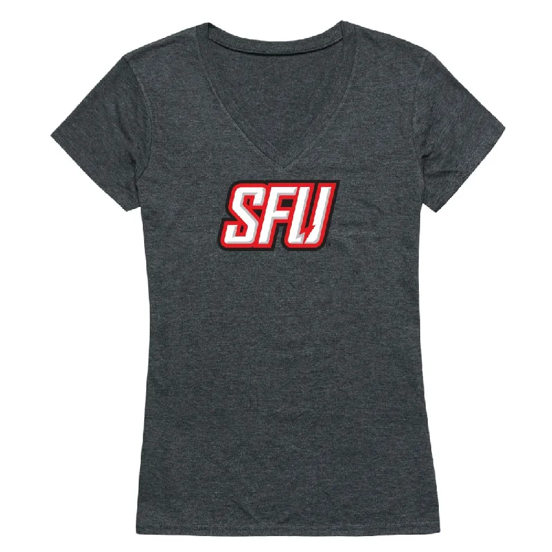 Saint Francis University Red Flash Womens Cinder T-Shirt Embroidered Appliqued Beaded