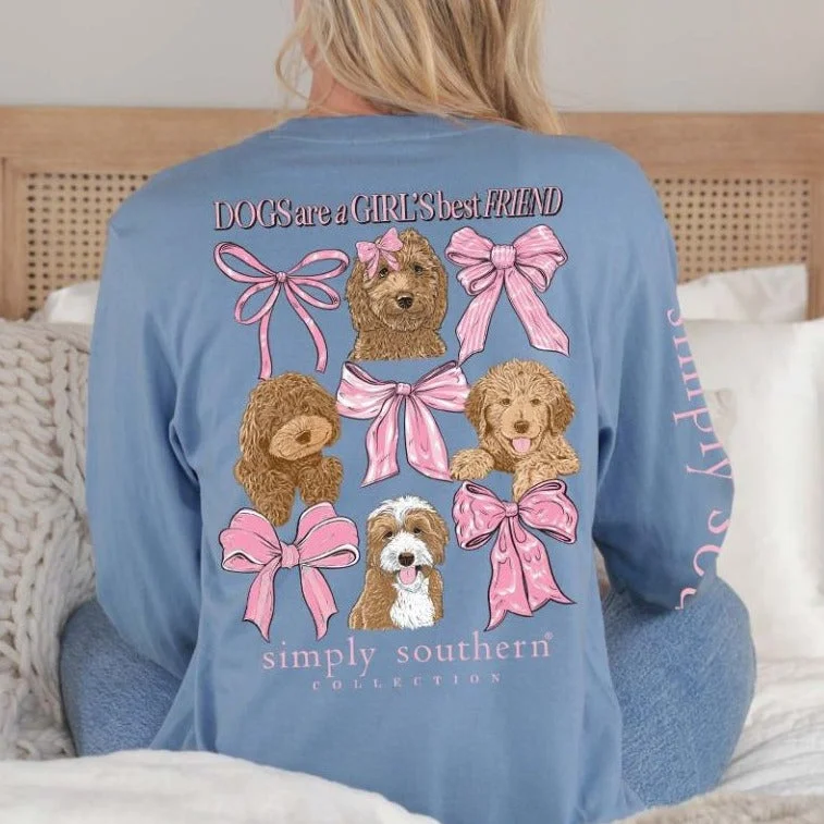 Simply Southern Women's Long Sleeve T-Shirt - "Dogs Are a Girl's Best Friend" Anti-Shrink Durable Soft