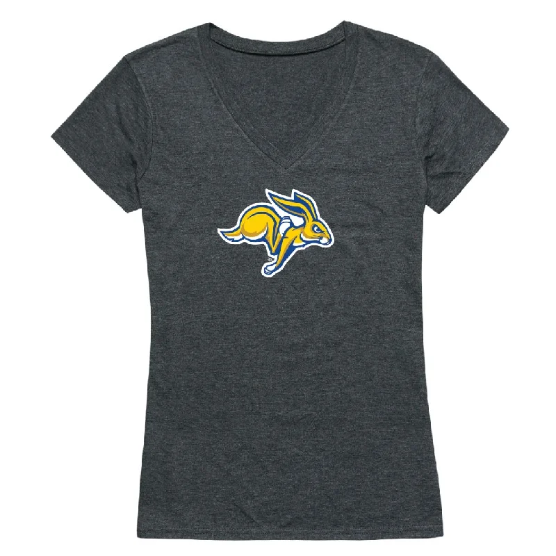 South Dakota State Jackrabbits Womens Cinder T-Shirt V-Neck T-Shirt Long Sleeve Cotton