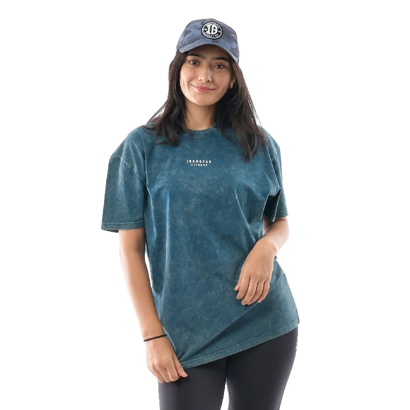 Stone Wash Oversized Tee Women's Spandex Blend Rayon Blend Denim Blend