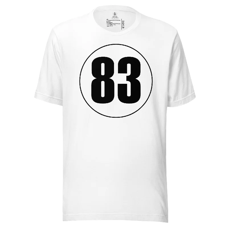 Unisex t-shirt: Black on White 83 Satin Blend Silk Blend Wool Blend