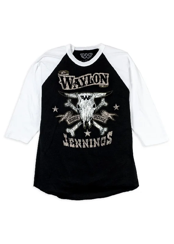 Waylon Jennings Drinkin' and Dreamin' Baseball Tee Fitted T-Shirt Seamless Stretchy