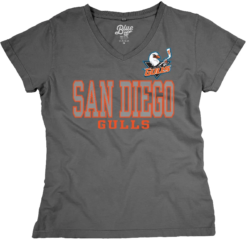 Women's San Diego Gulls Odd Squad V-Neck Tee Chenille Blend Fleece Blend Nylon Blend