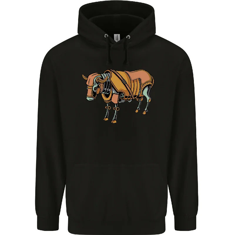 A Steampunk Bull Mens 80% Cotton Hoodie Hoodie with Rolled Sleeves Casual Relaxed