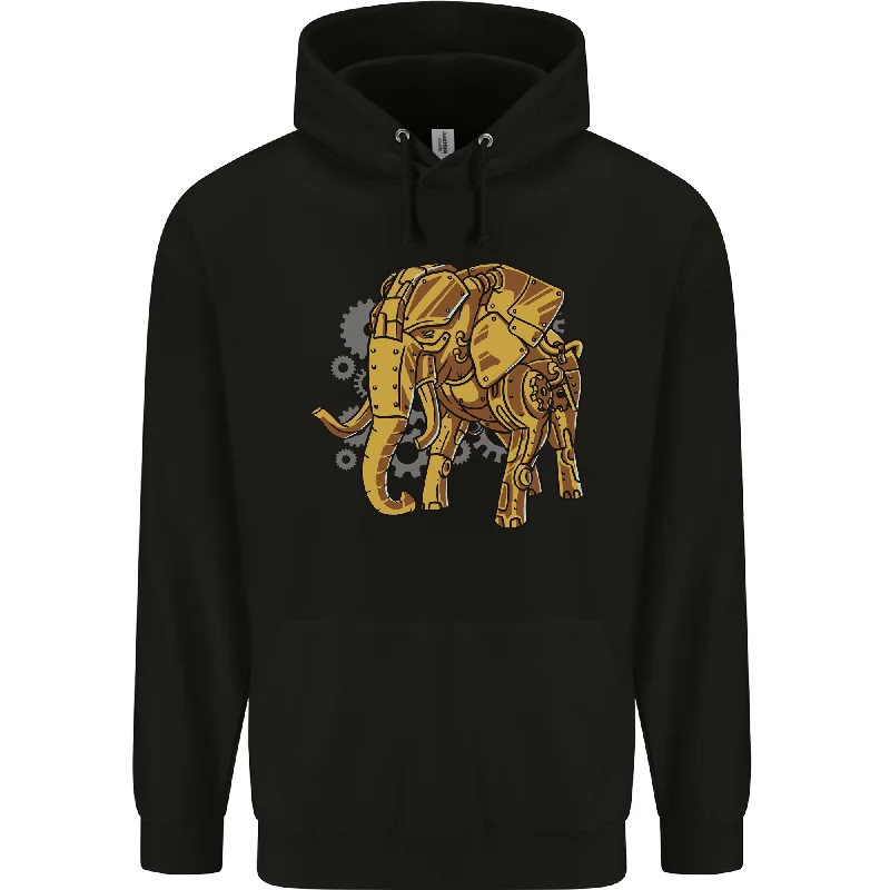 A Steampunk Elephant Mens 80% Cotton Hoodie Hoodie with Typography Text Message