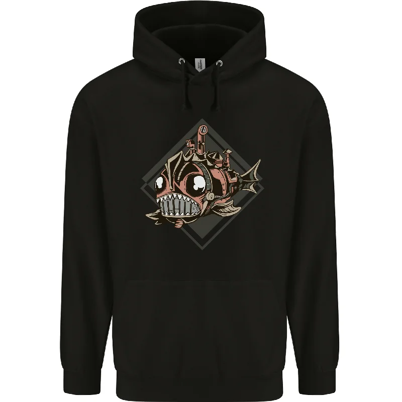 A Steampunk Fish Mens 80% Cotton Hoodie Hoodie with Cropped Fit Short Trendy