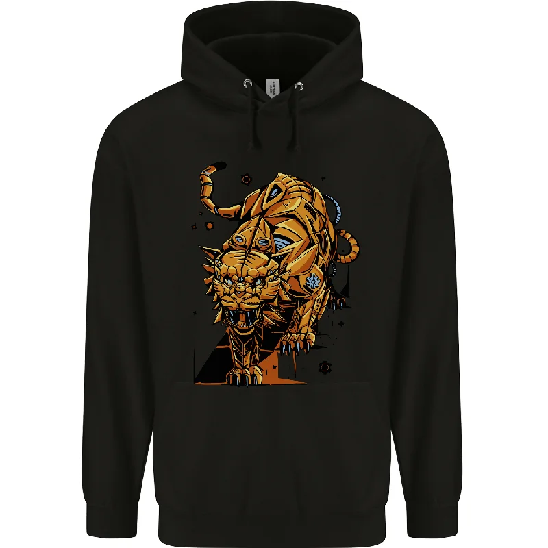 A Steampunk Lion Mens 80% Cotton Hoodie Hoodie with Hem Contrast Bold Stylish