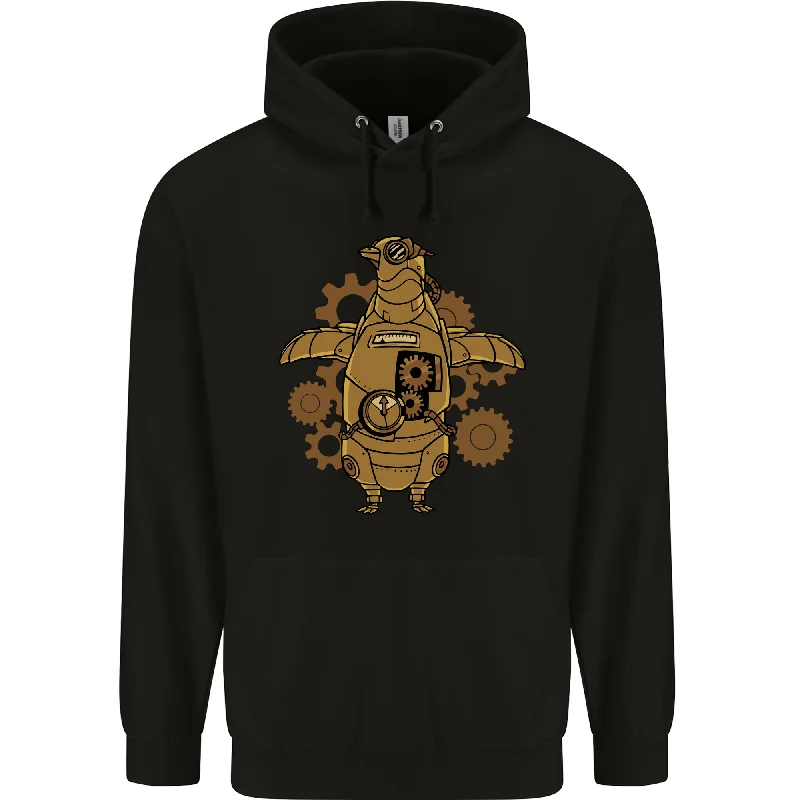 A Steampunk Penguin Mens 80% Cotton Hoodie Hoodie with Color Block Contrast Stylish