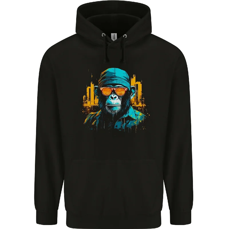 A Streetwise Monkey Urban Setting Mens 80% Cotton Hoodie Hoodie with Mesh Breathable Sporty