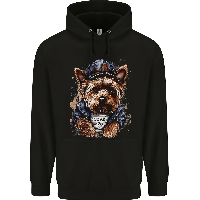 A Streetwise Yorkshire Terrier Yorkie Mens 80% Cotton Hoodie Hoodie with Neon Bright Vibrant