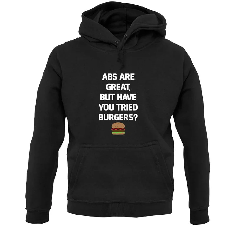 Abs Are Great, Burgers Unisex Hoodie Hoodie with Hem Patch Decorative Personalized