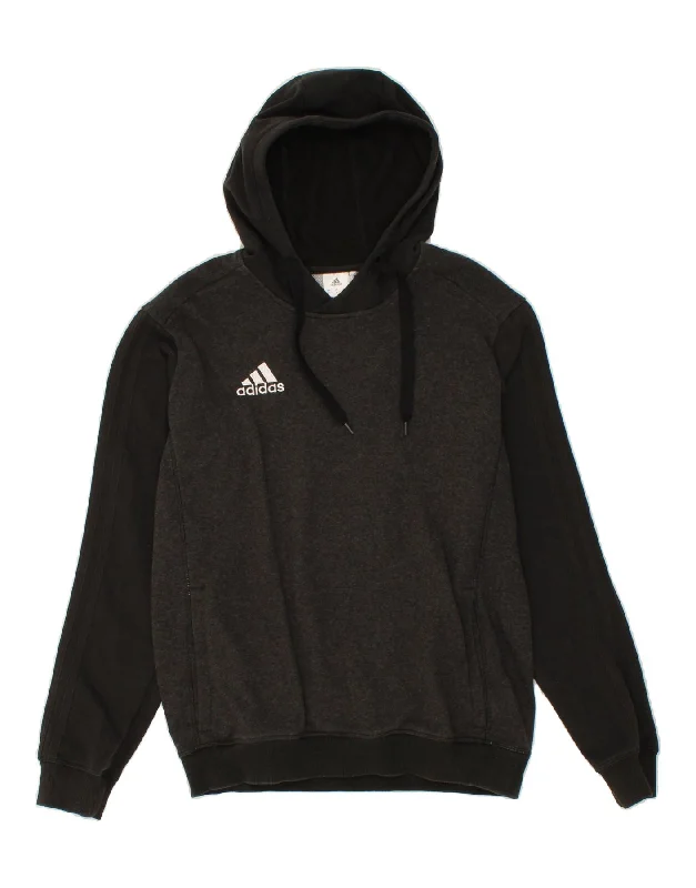 ADIDAS Mens Climalite Hoodie Jumper Medium Grey Colourblock Cotton Oversized Hoodie Comfort Casual