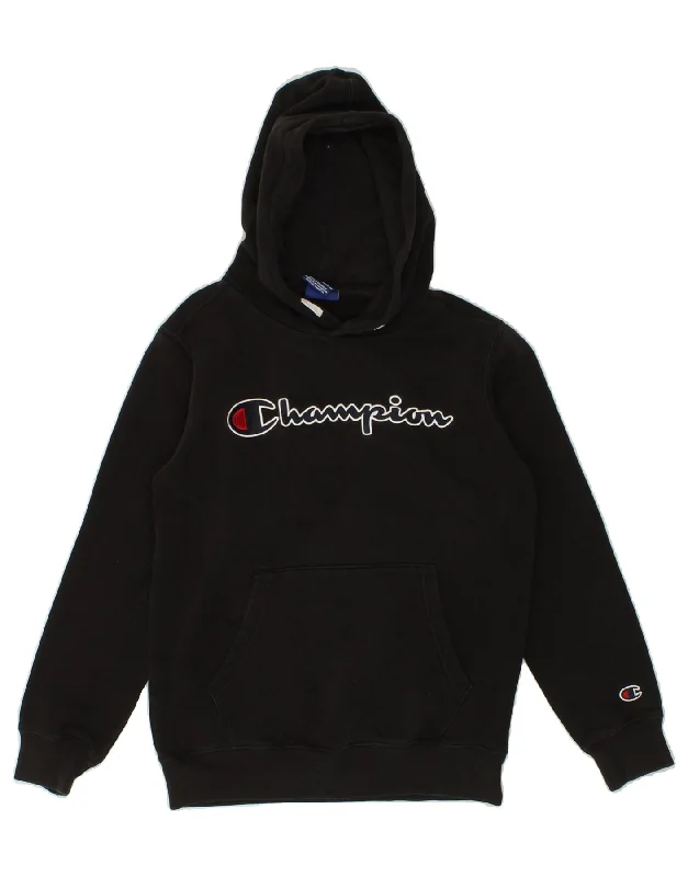 CHAMPION Boys Graphic Hoodie Jumper 11-12 Years Large Black Hoodie with Rhinestones Sparkly Elegant