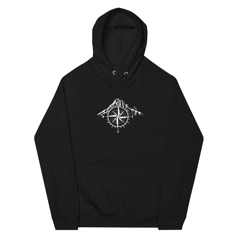 Compass - Mountain - Unisex Premium Organic Hoodie Hoodie with Typography Text Message